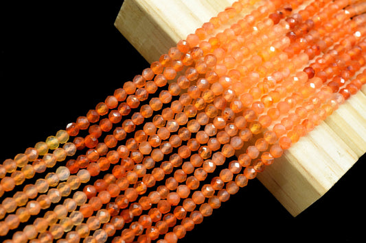 Carnelian Shaded Faceted Rondelle Bead,Gemstone Beads,Carnelian Rondelle Shaded Beads Strand,Micro faceted beads,Jewelry Making supply,