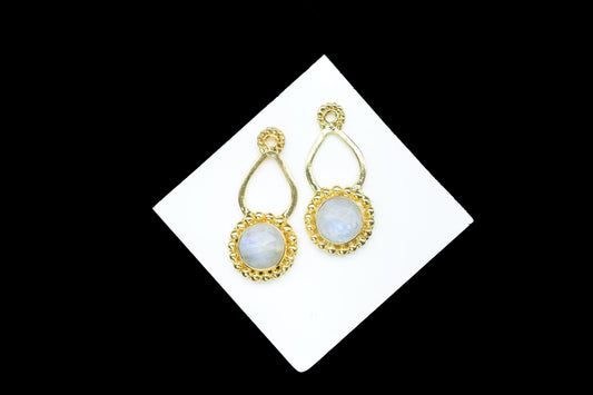 Moonstone Designer Pendant/Jewelry making Stone/Moonstone Pendant Charm/Handmade Jewelry Component/Round Shape Stone/Connector/Gift