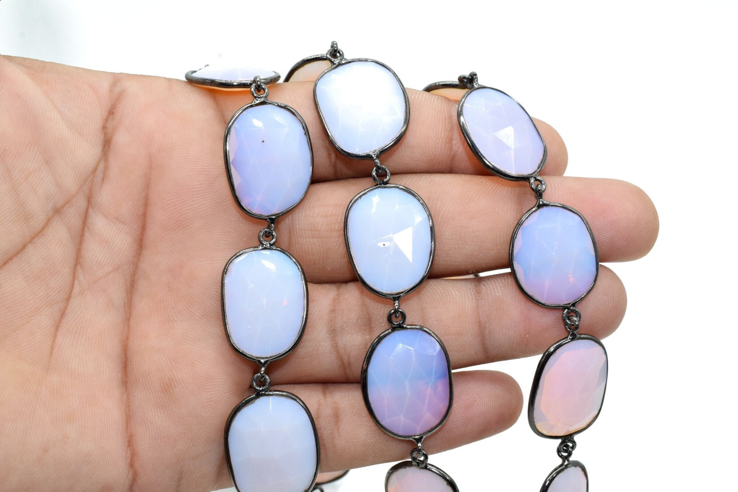 Opalite Faceted Bezel Connector Station Link Chain,Opalite Free form Size Connector Chain,Opalite Bezel Connector Chain,Bracelet Chains