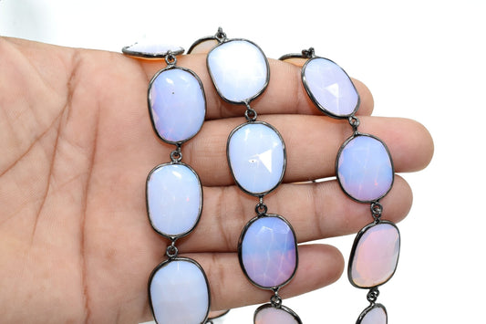 Opalite Faceted Bezel Connector Station Link Chain,Opalite Free form Size Connector Chain,Opalite Bezel Connector Chain,Bracelet Chains