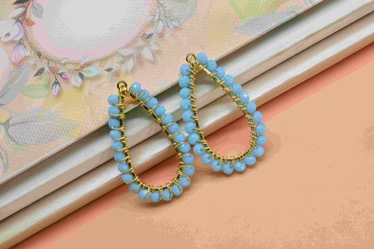 Turquoise Quartz Beaded Earring,Gemstone Component,Handmade Earring,Dangle Earring Components,Findings Earring Components- Connector Jewelry