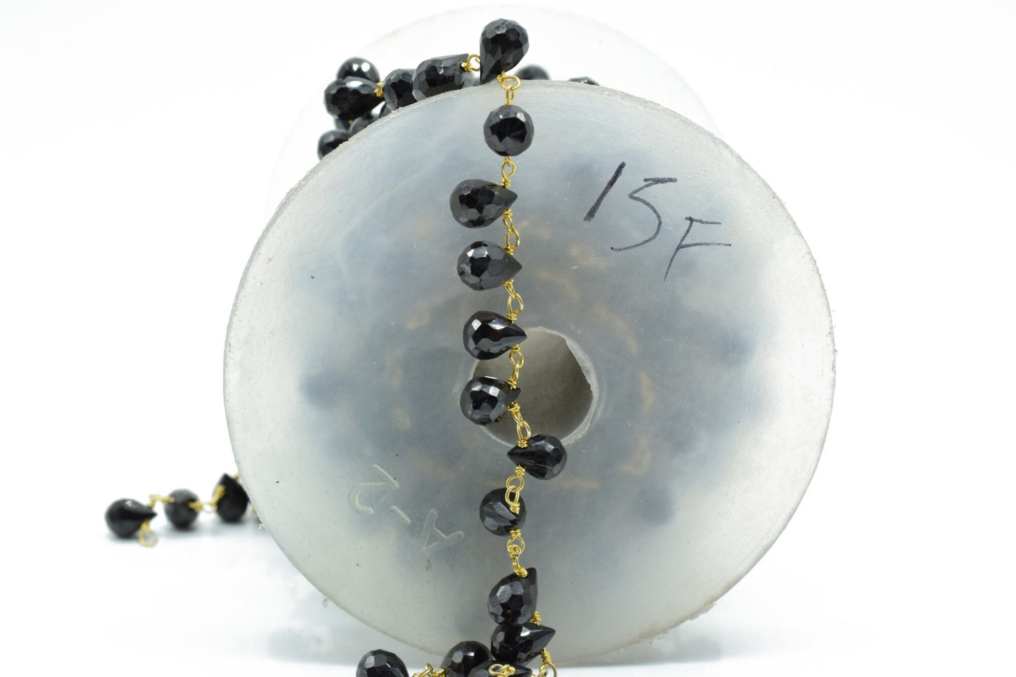 Black Onyx 6x8mm Drops Beaded Chain,Black Onyx Drops Rosary,Black Onyx Wire Wrap Chain,Black Onyx Drops chain,Jewelry Making craft & Chain,