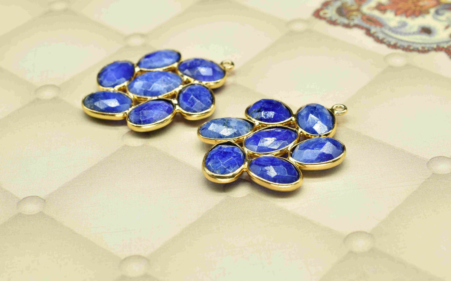 Natural Blue Sapphire Pendant,Blue Sapphire Component,Blue Gemstone Earrings,Blue Sapphire Jewelry,Handmade Jewelry,Wedding Gift,Mom's Gift