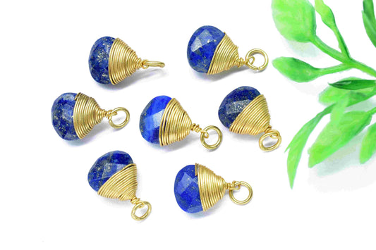 Blue Sapphire Faceted Connectors, 10mm Heart Shape Connectors, Pendant Jewelry, Gemstone Wire Wrapped Pendant, Wire Wrapped Necklace Jewelry