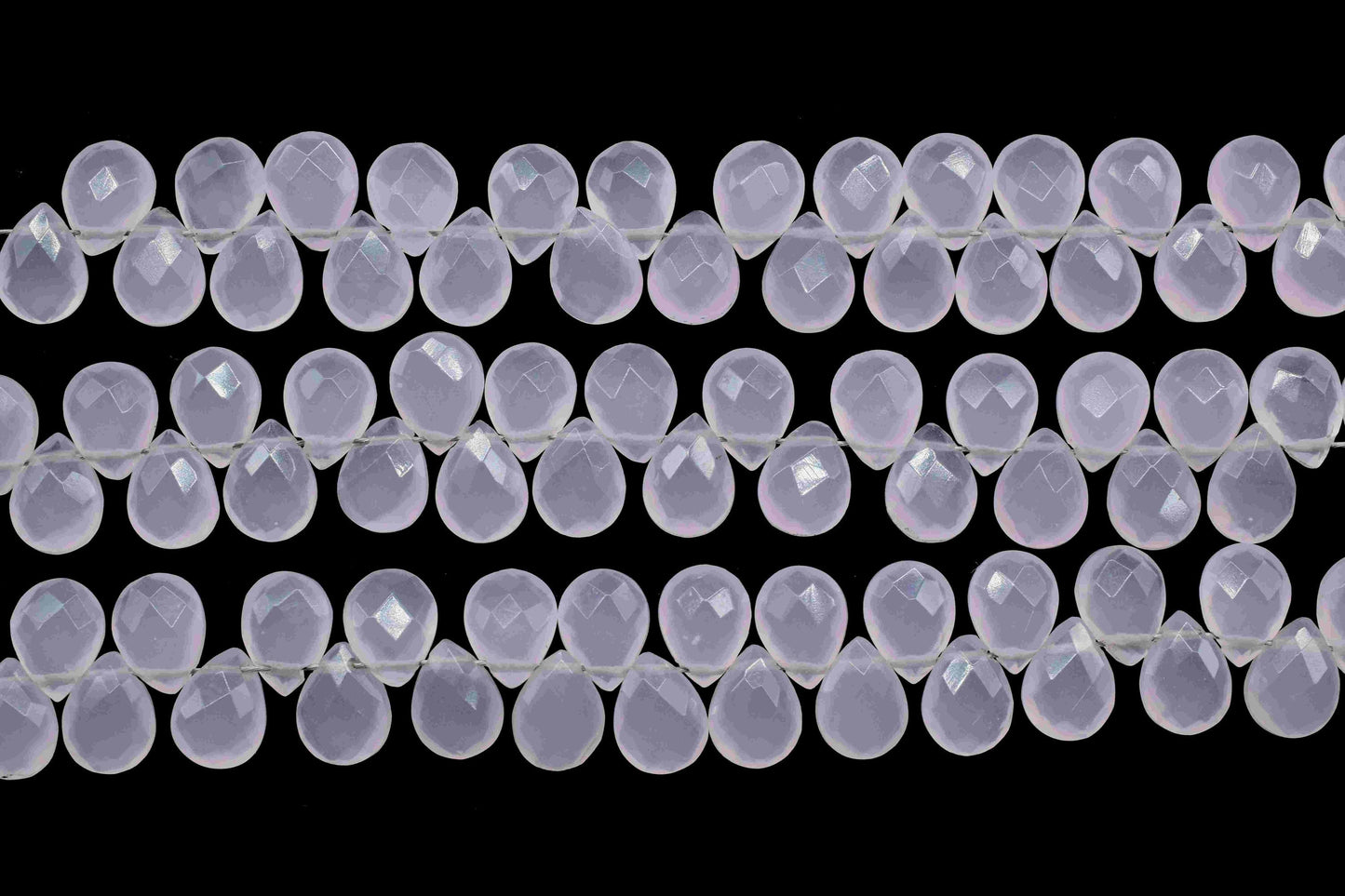 Pink Chalcedony 6x8mm Pear Shape Briolettes,Micro Faceted Pear Shape Beads,7Inch Strand,Rose Quartz Faceted Teardrop,Jewelry Making Gemstone