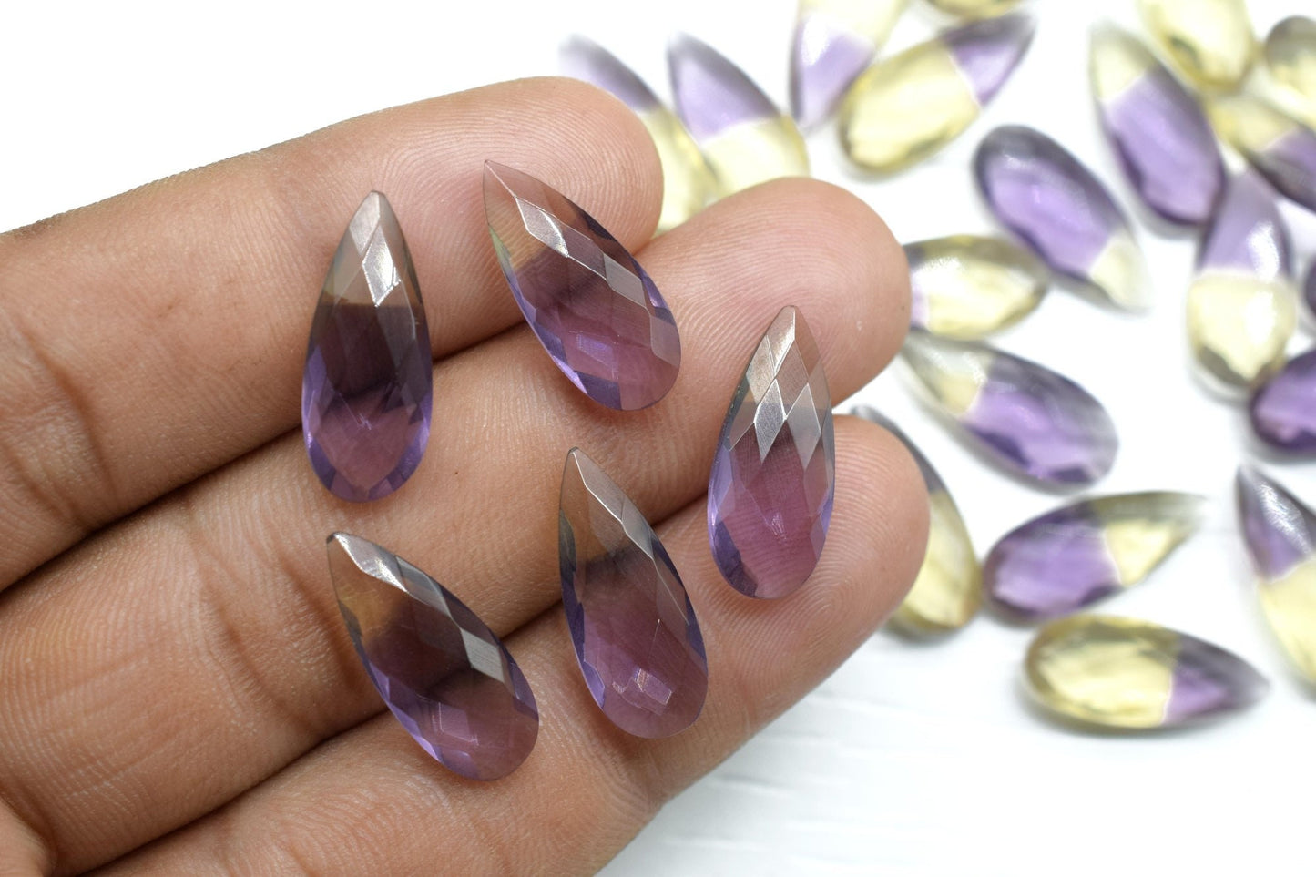 Ametrine 8X20mm Faceted Teardrop Briolettes,Bio Ametrine Gemstone Briolettes,Ametrine Long  Faceted Pear Beads, jewelry making Briolettes,