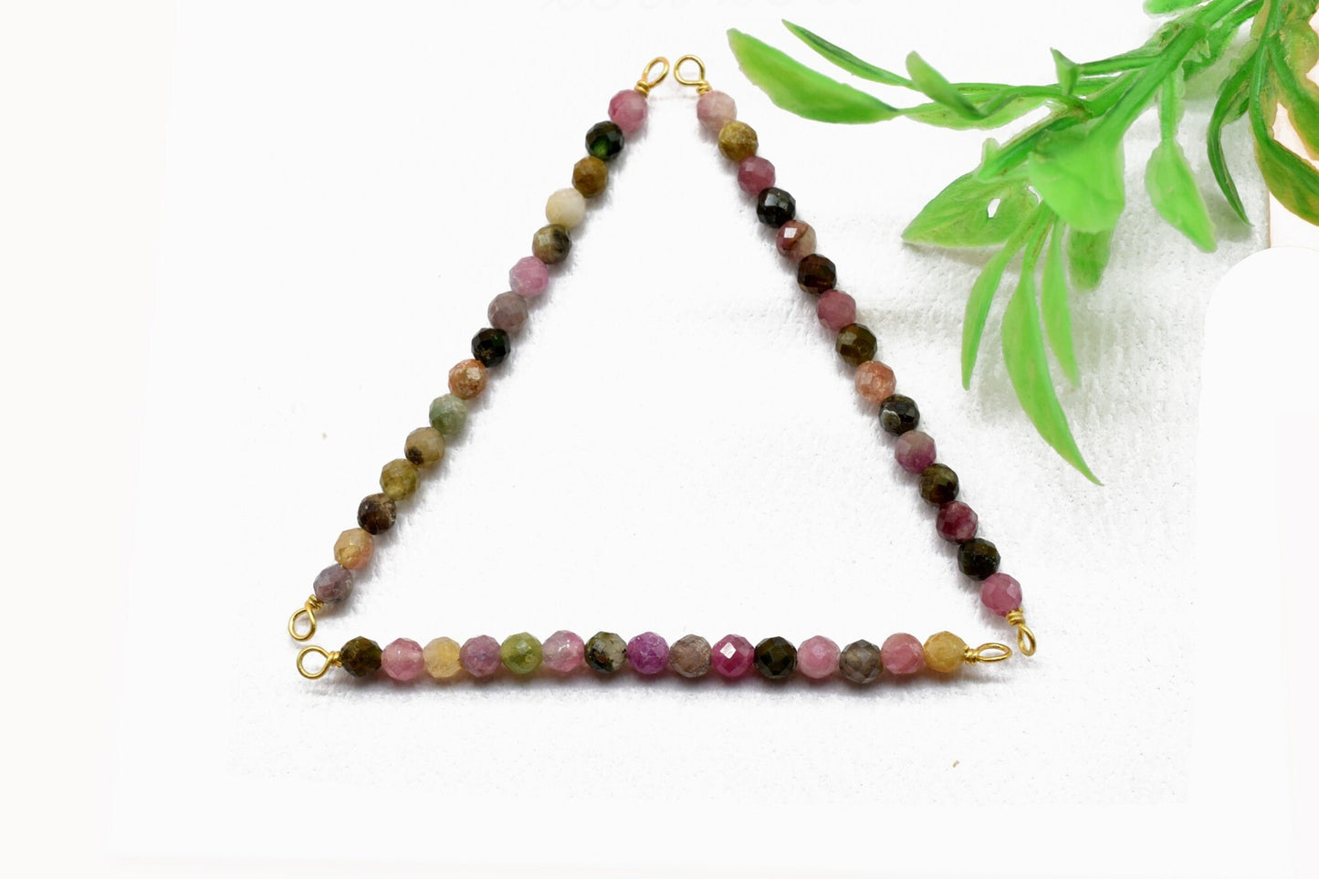 Multi Tourmaline Beaded Pendant,Beaded Tourmaline Bar Necklace,dainty beaded pendant,October Birthstone pendant,Tourmaline Jewelry,Mom'Gift
