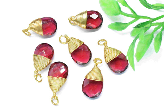 Pink Tourmaline Faceted Connector, Loop Connector, Teardrop Pendant Jewelry,Gemstone Wire Wrapped Pendant,Wire Wrapped Necklace Jewelry,Gift