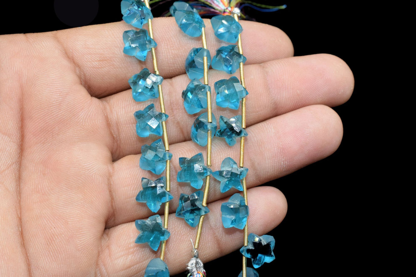 Apatite Faceted 9MM Star Shape Briolette Beads,4 Inch Full Strand Super Fine Quality Beads,Super Finest Quality,Star Shape Briolettes