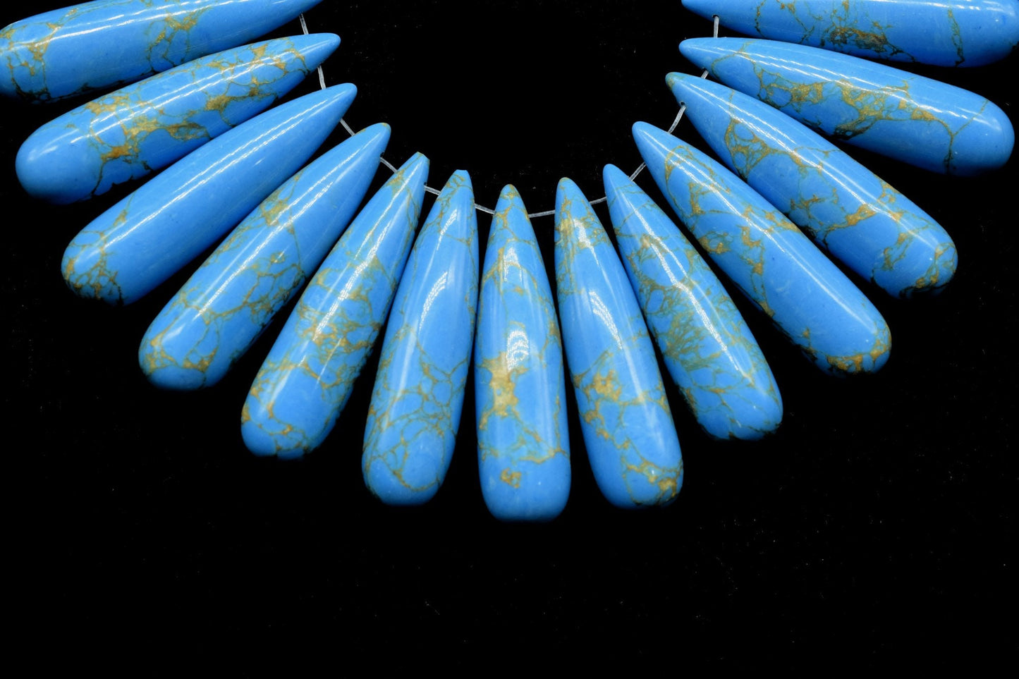 Copper Turquoise Long drop 8x30mm smooth Briolettes,Top Drilled Gemstone Teardrops,Turquoise Teardrop Beads For Jewelry Making Supplies