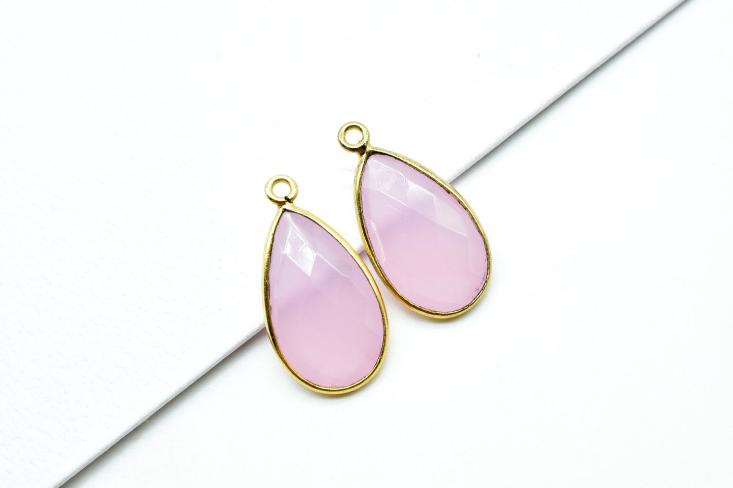 Rose Quartz 10x18mm Pear shape charm,Checker Board cut Rose Quartz Pendant,Rose Quartz charms,Pink Chalcedony Pear Briolettes,Rose Quartz