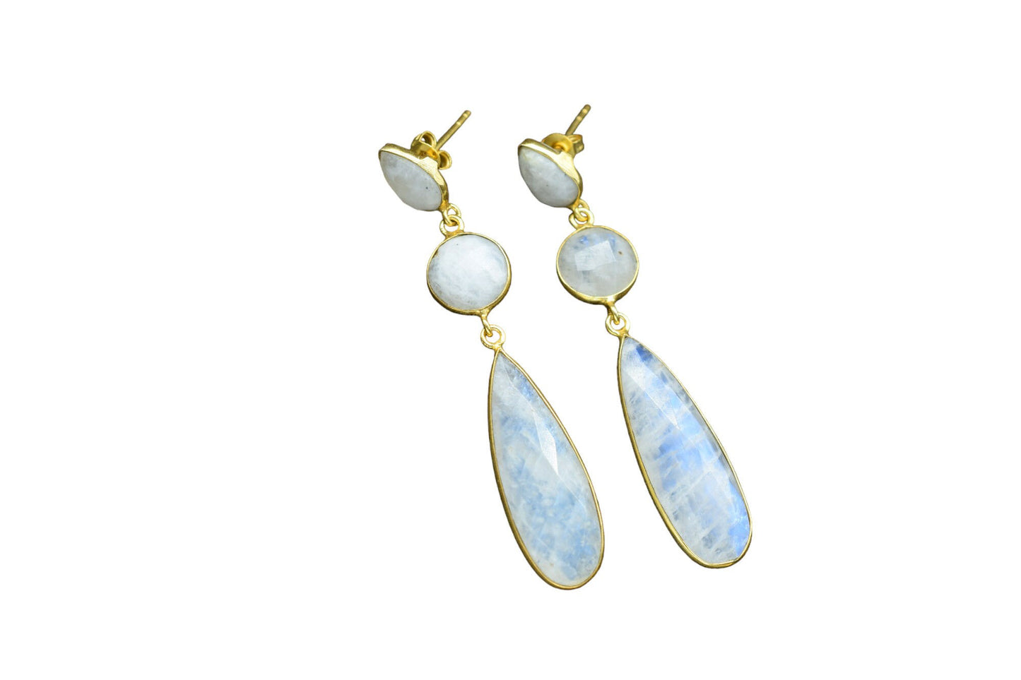 Natural Rainbow Moonstone Dangle Earring/Bridal Earring/Gold Plated Earring/Bridal Jewelry/Statement Earrings For Bridal/Labradorite Jewelry