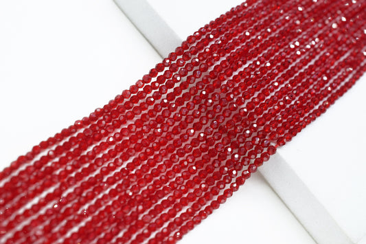Red Quartz Faceted Beads/Beads Strand/Jewerly Making Beads/2mm Red Beads Strand/Loose Gemstone Beads/Rondelle Beads/Gift