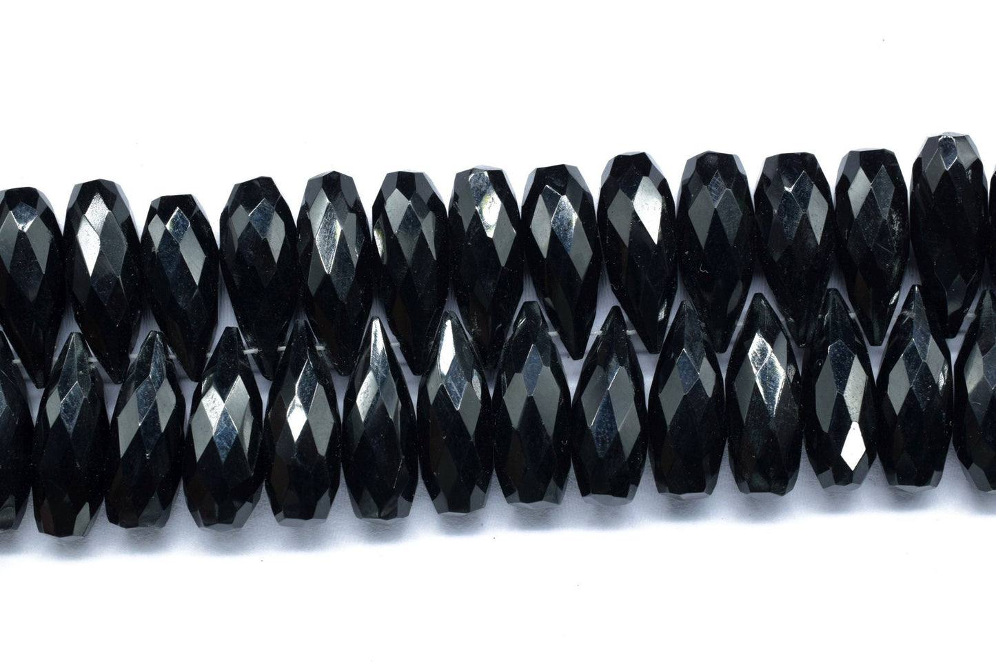 AAA Faceted Natural Black Onyx 6x16mm Teardrop Briolettes, Black Onyx Gemstone Briolettes, Onyx Faceted Teardrop Briolette, Teardrop Pendant
