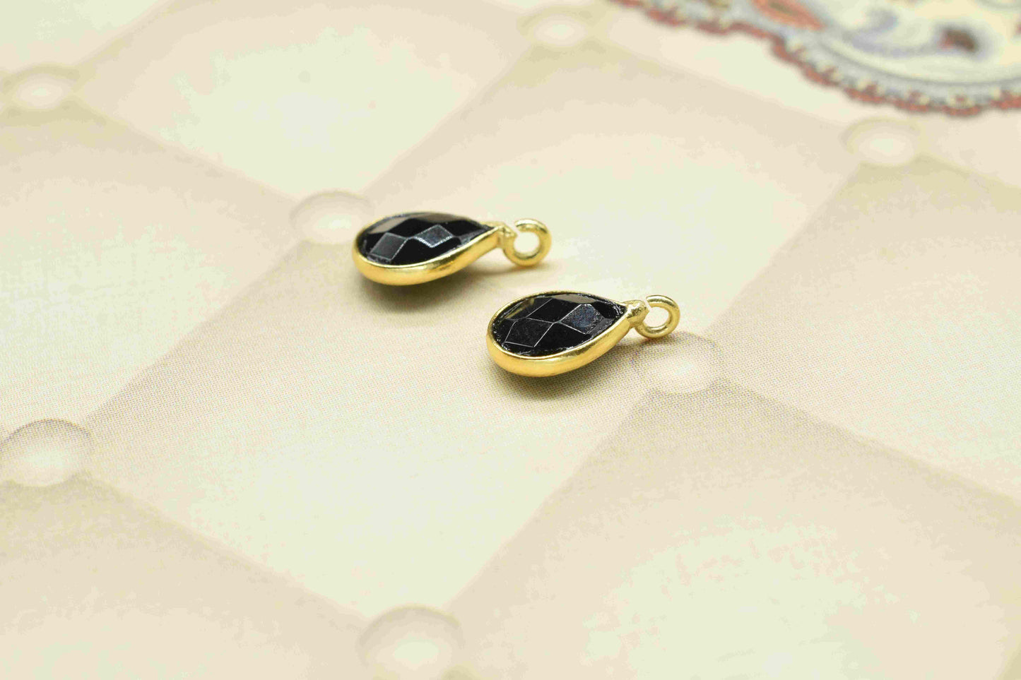 Black Onyx Earring Connector, 6x8mm Onyx Component Supply, Studs Connector, Earring supplies, Black Onyx Studs, Black Onyx Jewelry Making