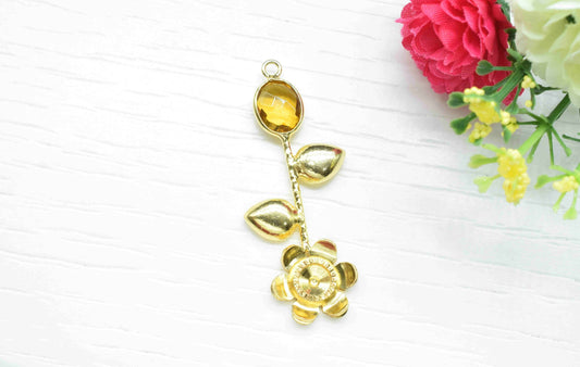 Citrine Gemstone Pendant , Citrine Handmade Pendant , Single Bail Gemstone  Connector, Gold Plated Gemstone Connectors , Summer Collection