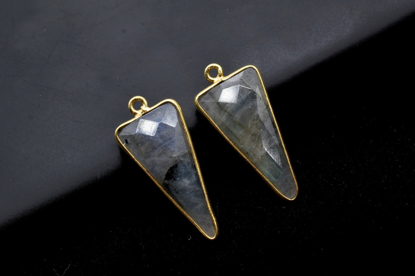 Labradorite 12x25mm Trillion Shape bezel,Gold Plated bezel,Labradorite Bezel Charm,Gold Vermeil Bezel,jewelry making charmGold-Filled bezel
