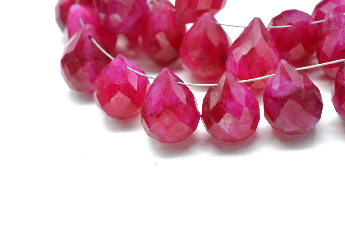 Ruby 10x14mm Drops Shape Briolettes,Ruby Side drilled Briolette,Ruby Jewelry making supplies,craft supplies,Ruby Briolette strand,Ruby beads