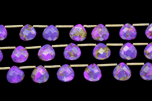 Purple Copper Turquoise Faceted Briolette,Gemstone Heart Beads,Purple Turquoise Heart Shape,Jewelry Making Supplies,Copper Turquoise jewelry