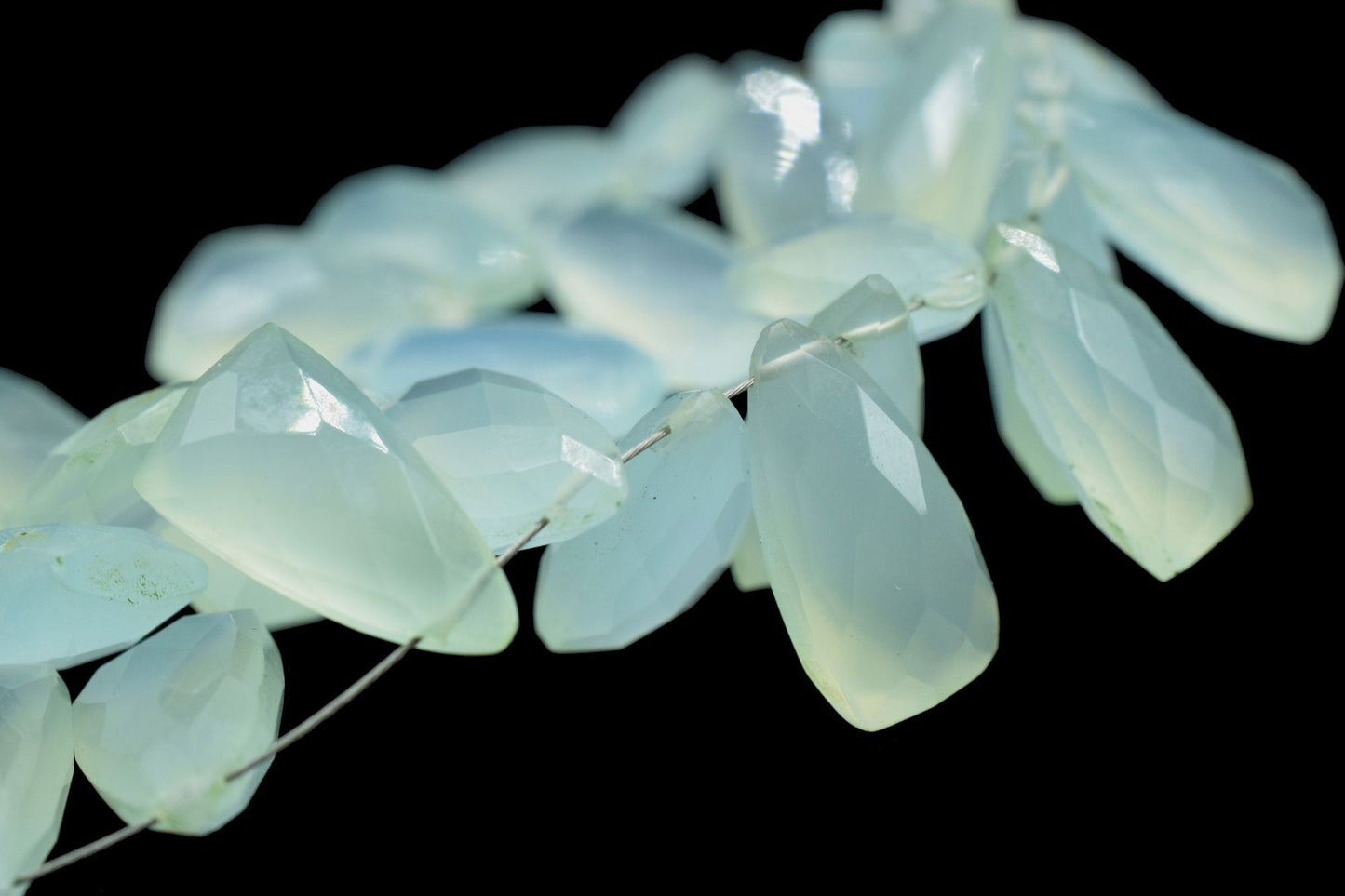 Aqua Chalcedony Faceted 8x16mm Pyramid Shape Beads,Triangle Faceted beads,Aqua Chalcedony Briolettes,Jewelry Making Beads,AAA Briolette bead