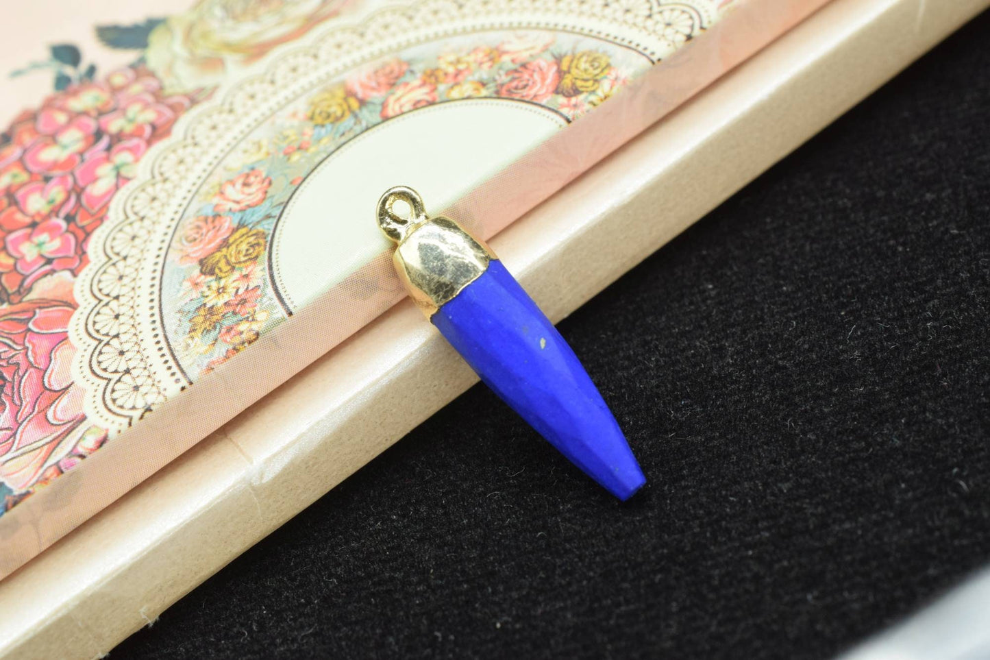 Lapis Lazuli Pencil Connector,spike Pendant necklace Jewelry Making Supply,Gemstone Single Bail Pendant,Handmade Faceted Spike Pointed Charm