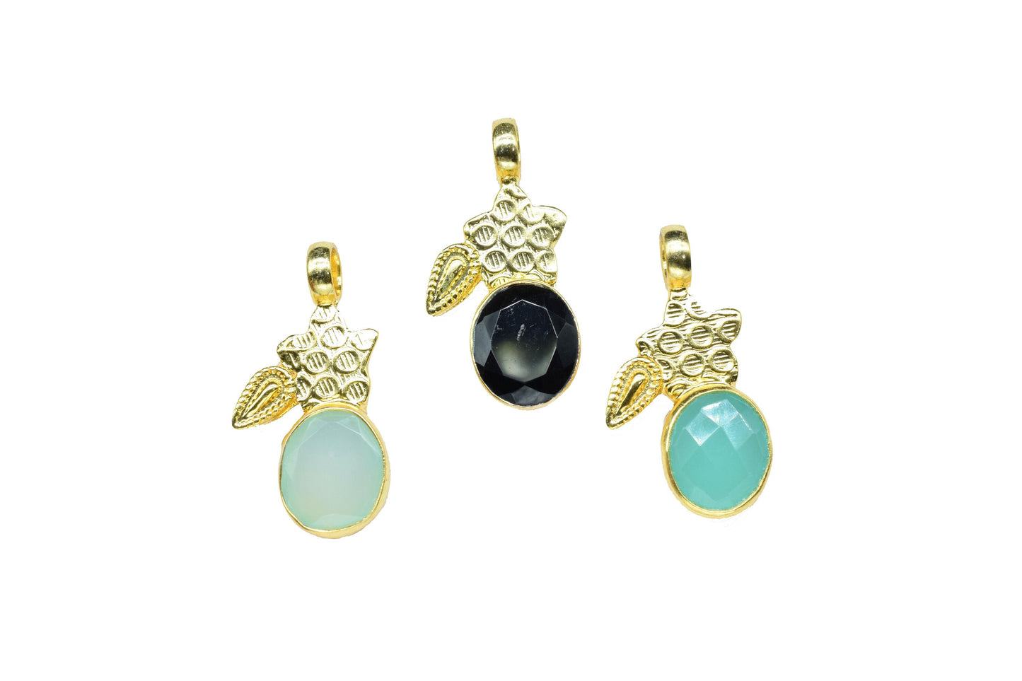 Aqua Chalcedony Designer Pendant,Loop Pendant,Leaf Pendant Charms,Vermeil Pendant Jewelry,Gemstone Pendant,Handmade Carft,small pendant,Gift