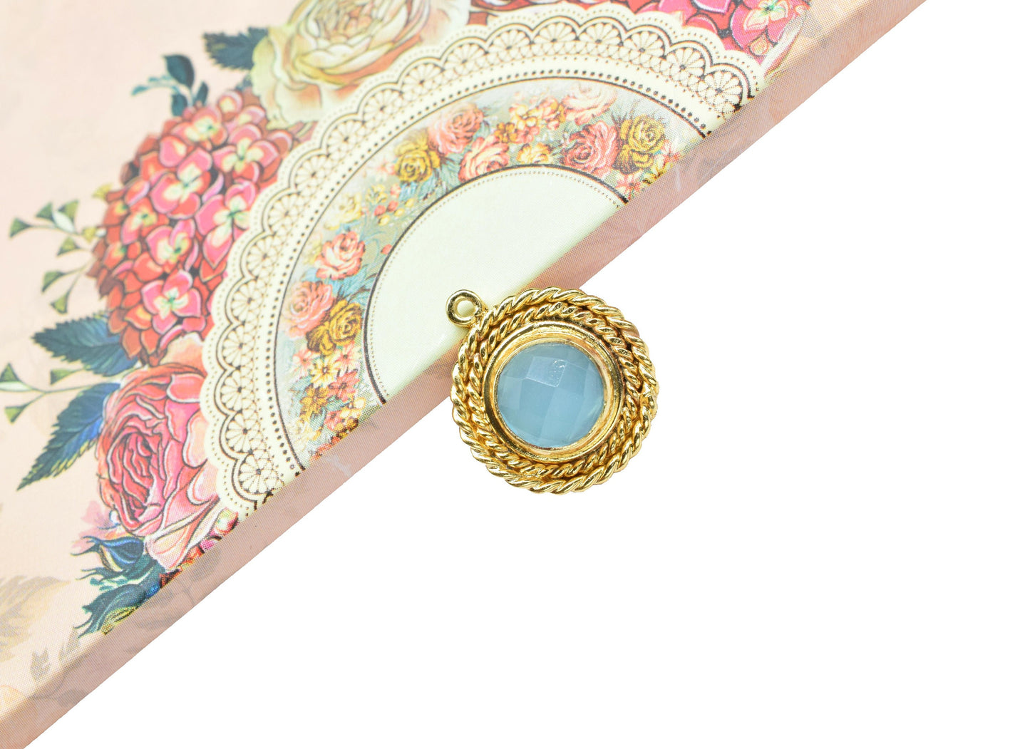 Gemstone Round Bezel Connectors,Handmade Component Pendant Beads Jewelry,Station Bezel Link,Craft Supplies,Single Bail Charms Pendants,Gift