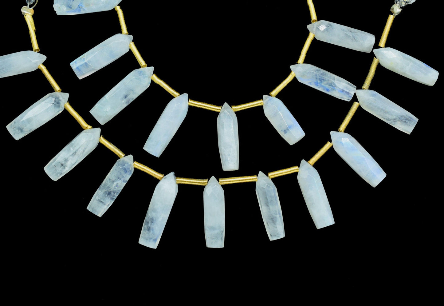 Rainbow Moonstone Spike Pointed Briolettes,Gemstone Side Drilled,Rainbow Beads Jewelry,Pencil Shape Faceted Beads,Handmade Briolette,Gift