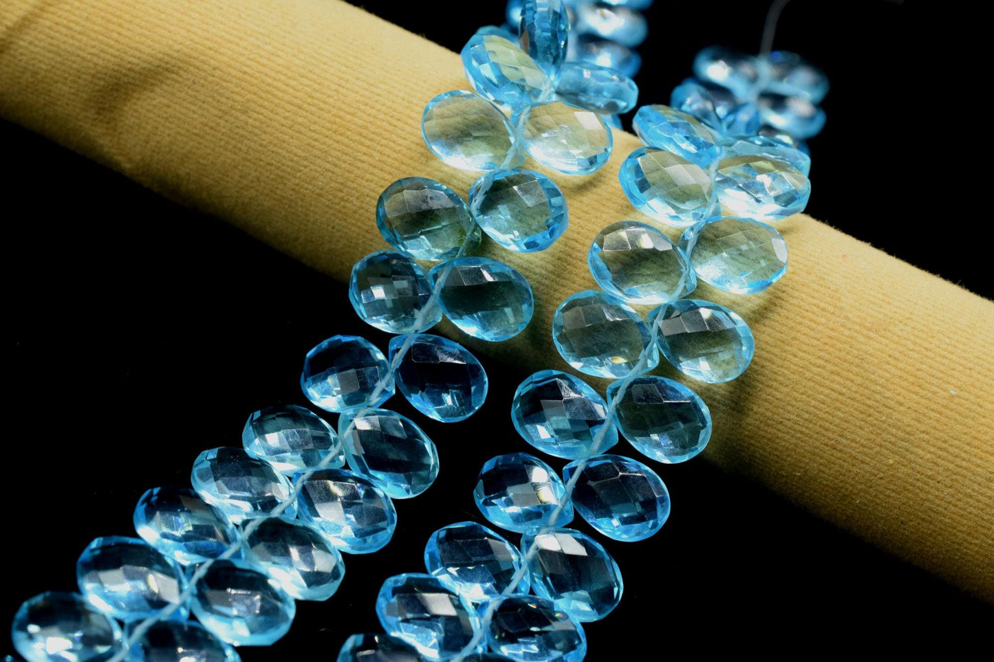 Sky Blue topaz Pear faceted Brioletes,8x12mm Pear Shape Briolettes Beads,9" Full Strand Sky Blue Topaz Beads,Finding Jewelry Supplies