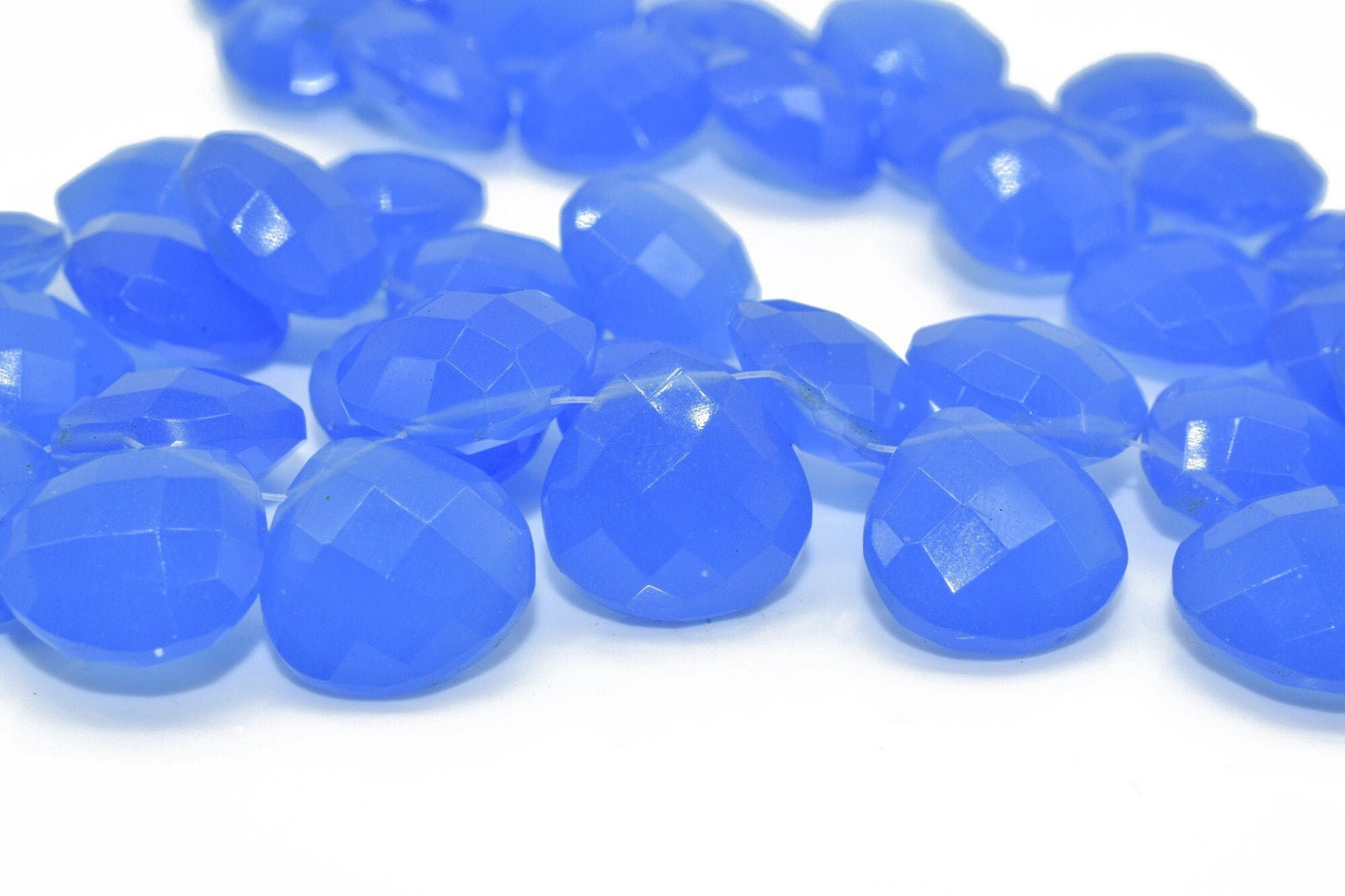Blue Chalcedony 14mm Heart Shape Briolettes,Side drilled Briolette,Jewelry making supplies,craft supplies,Blue Chalcedony Briolette,Gemstone