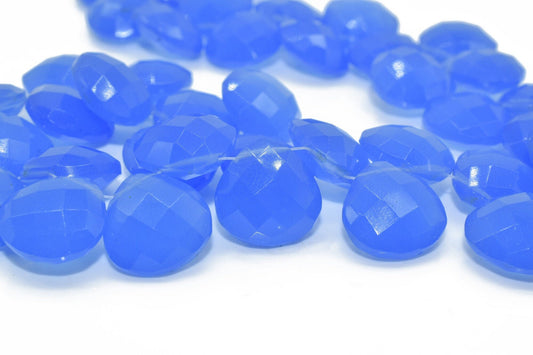 Blue Chalcedony 14mm Heart Shape Briolettes,Side drilled Briolette,Jewelry making supplies,craft supplies,Blue Chalcedony Briolette,Gemstone