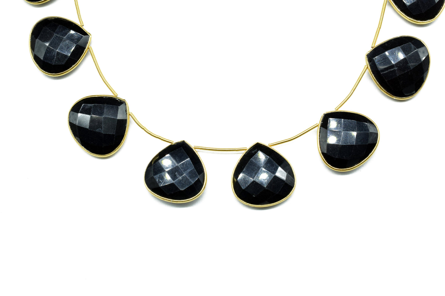 Black Onyx 20mm heart shape charm ,Gemstone bezel strand,gemstone Charm,Faceted Gemstone JewelryMaking Component,Onyx bezels