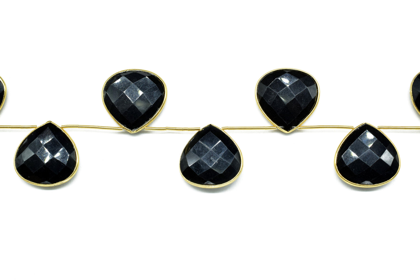 Black Onyx 20mm heart shape charm ,Gemstone bezel strand,gemstone Charm,Faceted Gemstone JewelryMaking Component,Onyx bezels