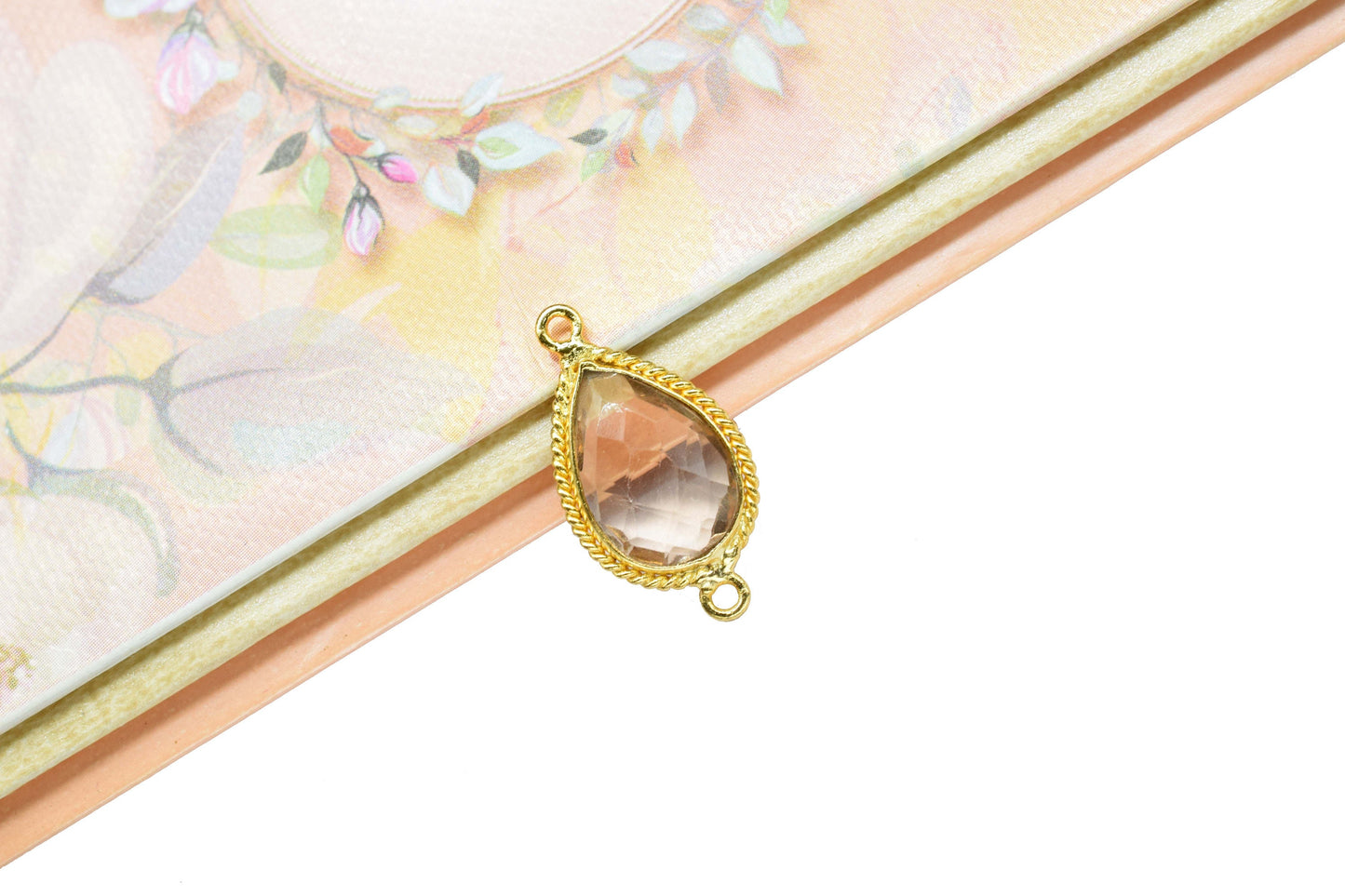 Morganite Gold Plated bezel Jewelry,Morganite Double Bail Pendant Jewelry,Morganite Gemstone Faceted 10x14mm Teardrop Shape Charms Pendant
