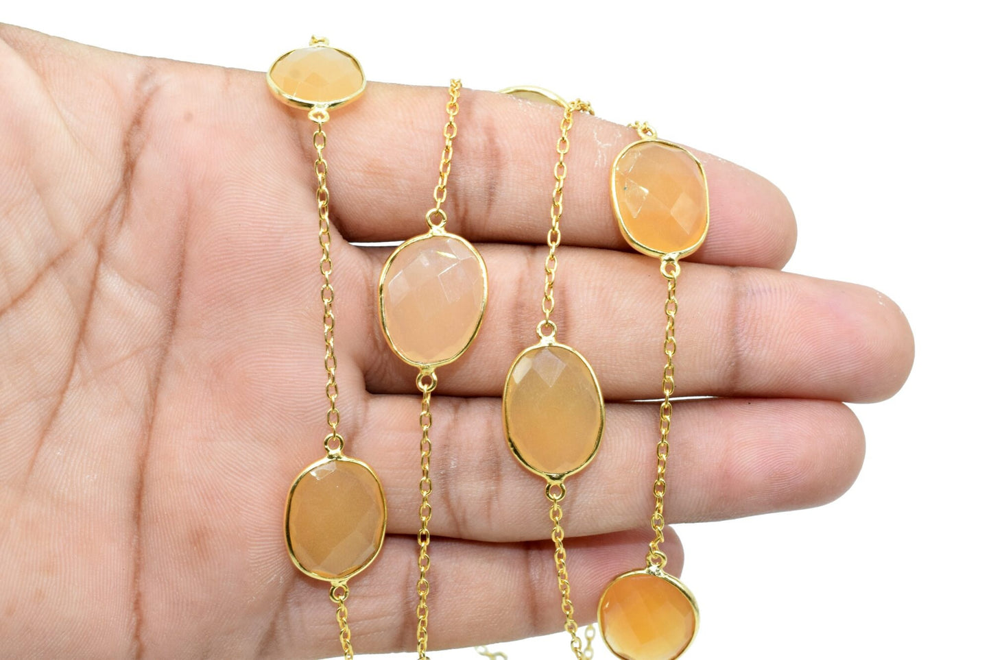 Yellow Sapphire Bezel Connector Chain,Free form Size Faceted Gemstone Connector Chain,Handmade Bezel Link Chain,Gold Plated Bezel Link Chain
