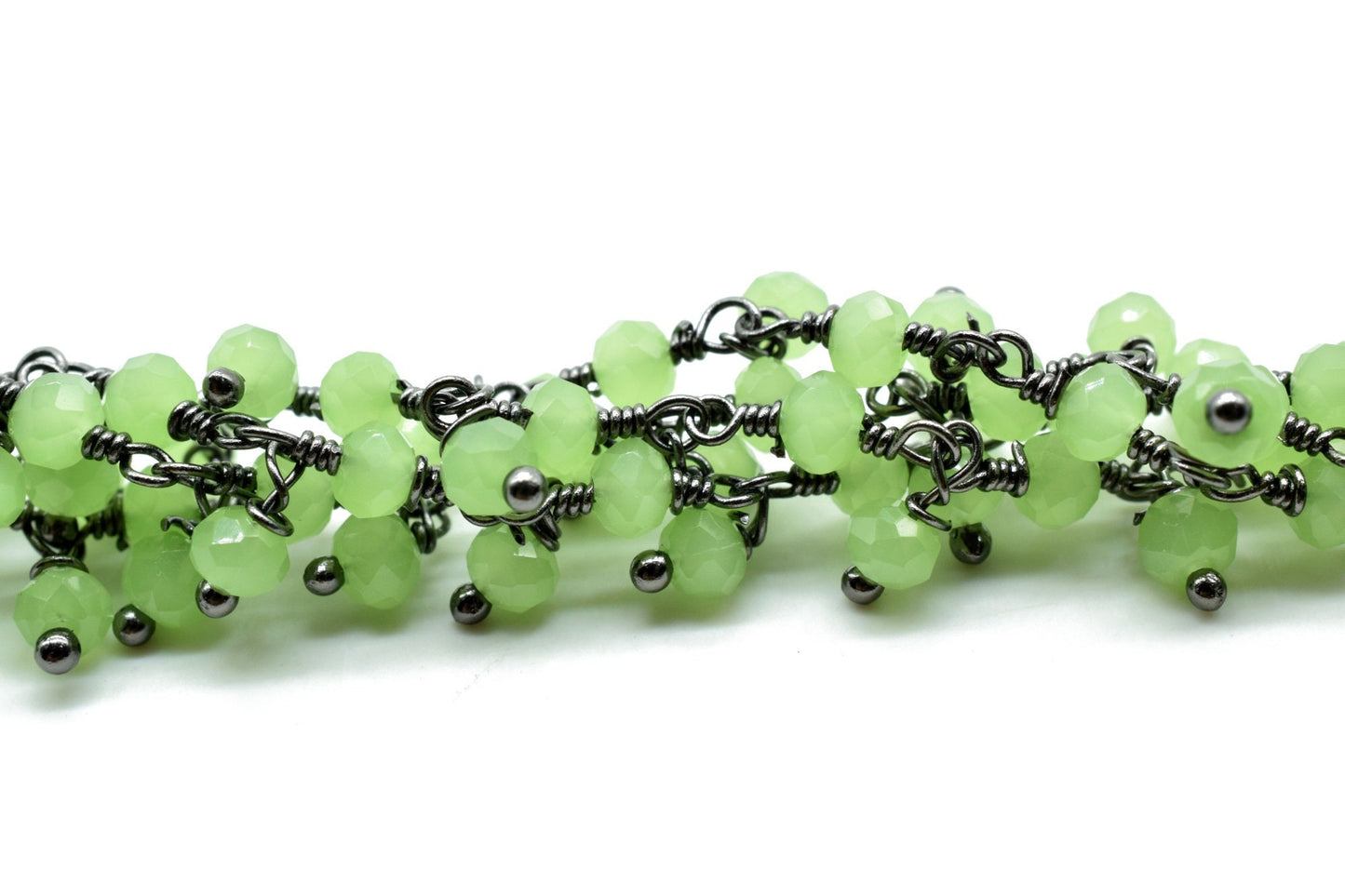 Prehnite Cluster Beaded Chain,Bead Chain,Dangling Chain,Thick Chain, Gold Wire Wrapped Prehnite Quartz Beaded chain,Handmade beaded chains