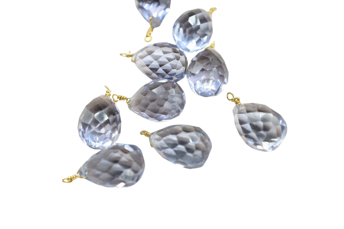 Brazilian Amethyst 10x14mm Faceted Drops Wire Wrapped Gemstone,Amethyst dainty dangle drops,Amethyst Gemstone Connector,Birthstone Jewelry