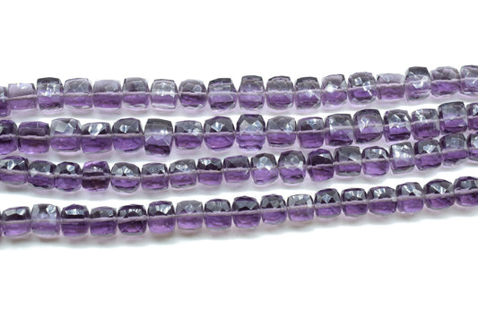Natural Amethyst Faceted Square Cube Dice Beads,7mm Faceted Cube Beads,Purple Gemstones Cubes,Cube square nugget,jewelry making beads,3d box