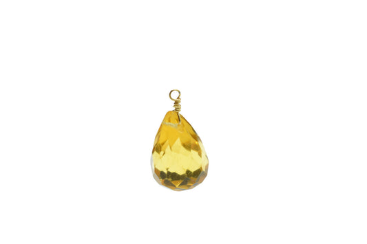 Citrine 10x14mm Faceted Drops,Citrine Wire Wrapped Gemstone Connector ,Citrine dainty Pendant,Citrine Connector Charms,Citrine Teardrop Bead
