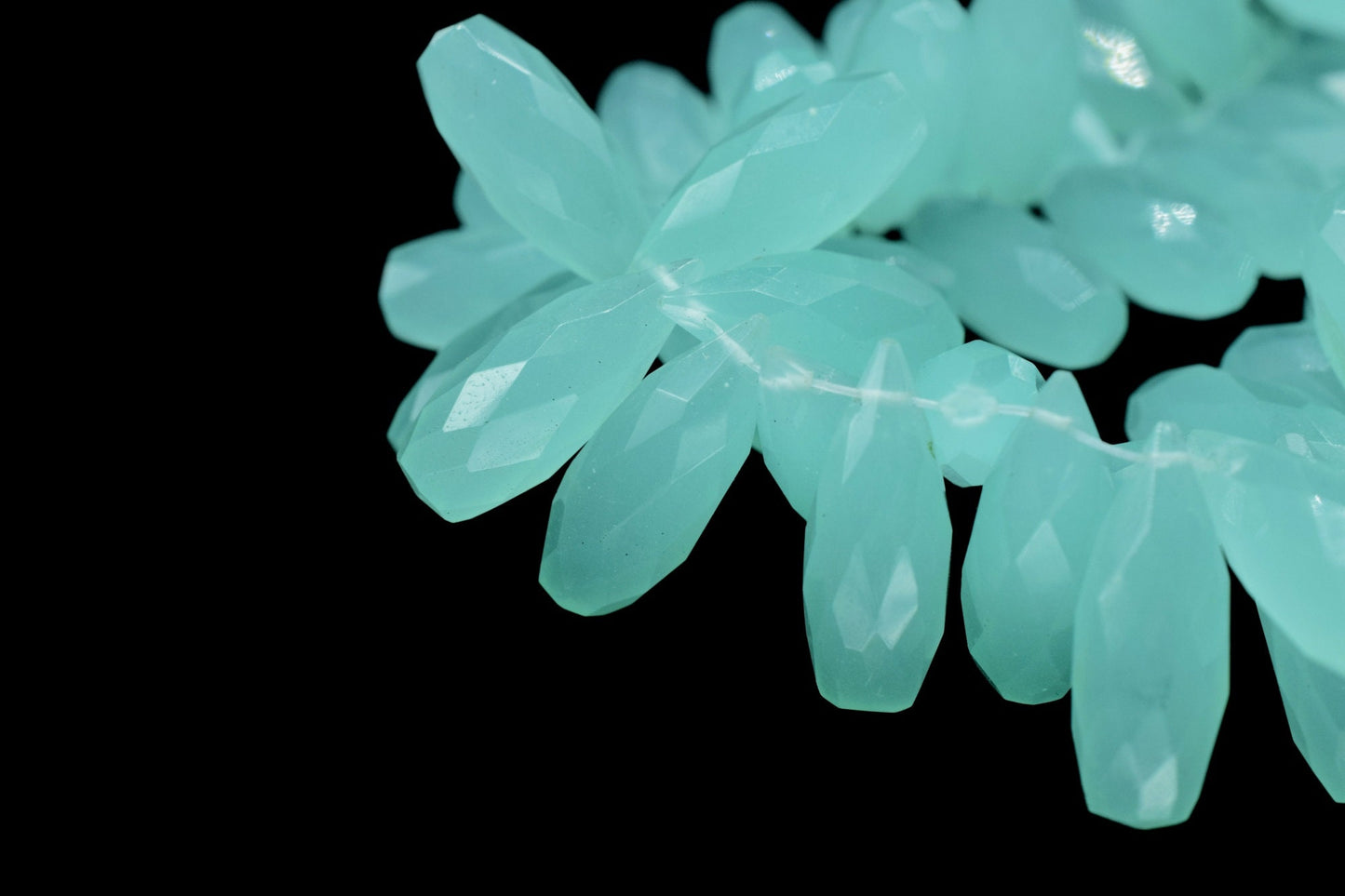 Beautiful Natural Faceted Aqua Chalcedony Drilled Tear Drops Briolettes,6x16 Teardrop Shape Aqua Chalcedony Briolettes,Calibrated Briolettes