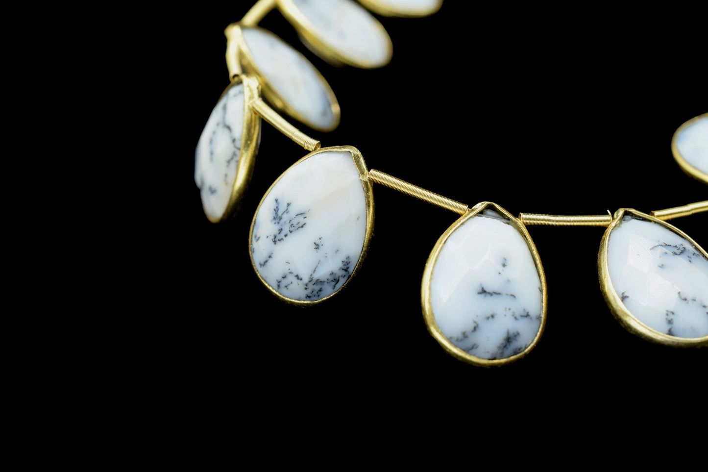 Dendrite Opal Gold Plated Charms,Single loop connectors,Dendrite Opal Bezel Findings,10x14mm Single Bail Charm Pendants.Dendrite Opal Bezel