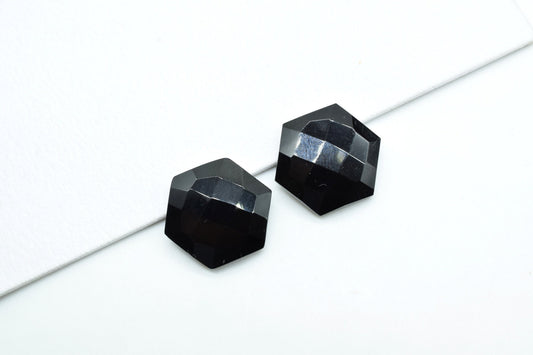 15mm Black Onyx Faceted Hexagon Beads,Natural Black Onyx Fancy Hexagon Beads,Black Onyx Hexagon Briolettes,Black Onyx Jewelry Beads,Gem Gift