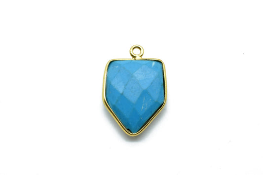 Natural Turquoise 13x17mm Single bail connectors,Turquoise Pendant,Faceted Turquoise bezel link,Gemstone Charm,Gemstone Pendant,Turquoise