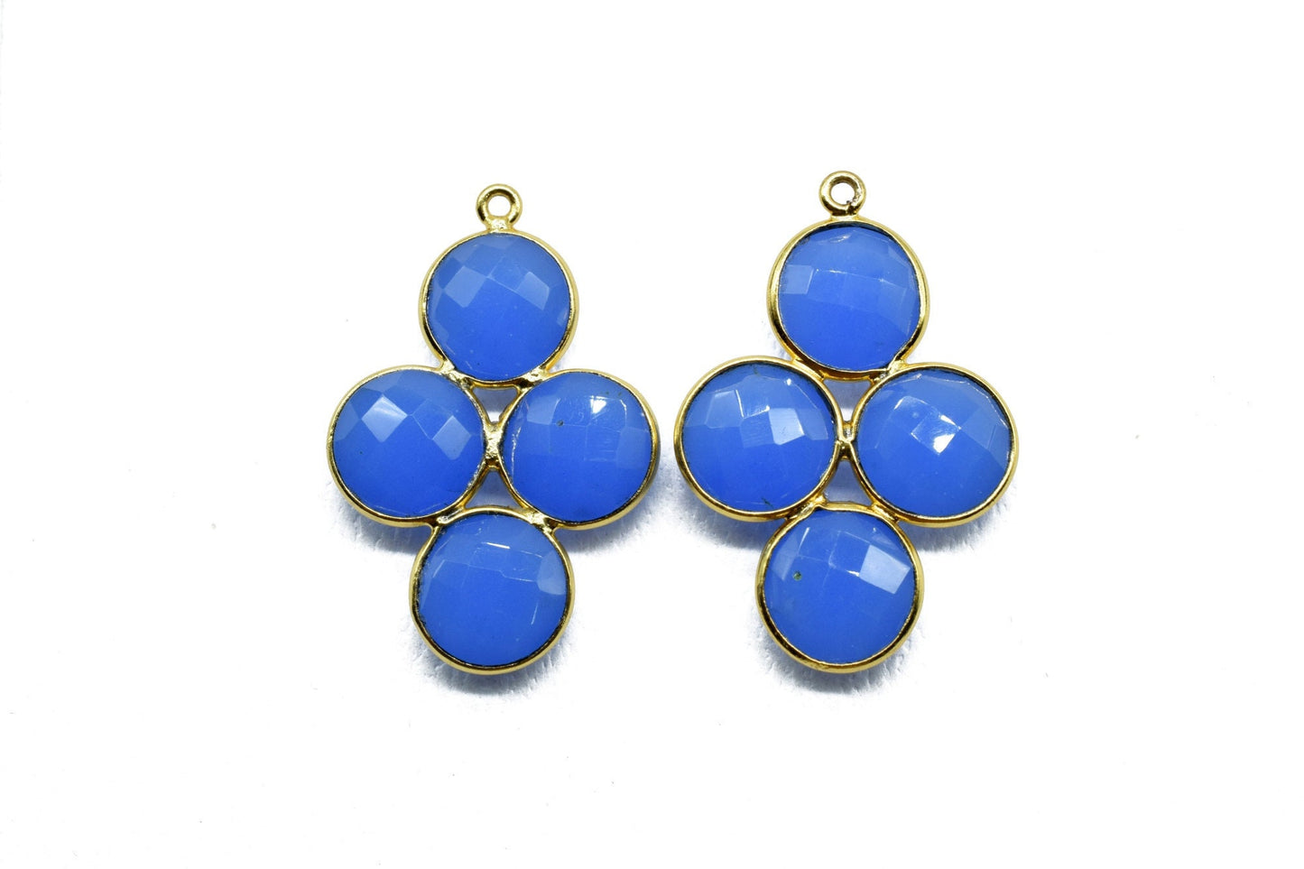 Blue Chalcedony Earring Component,Blue Chalcedony Attached Bezel,Blue Chalcedony Pendant,Attached Bezel Earring,Blue Chalcedony Earring,Gift
