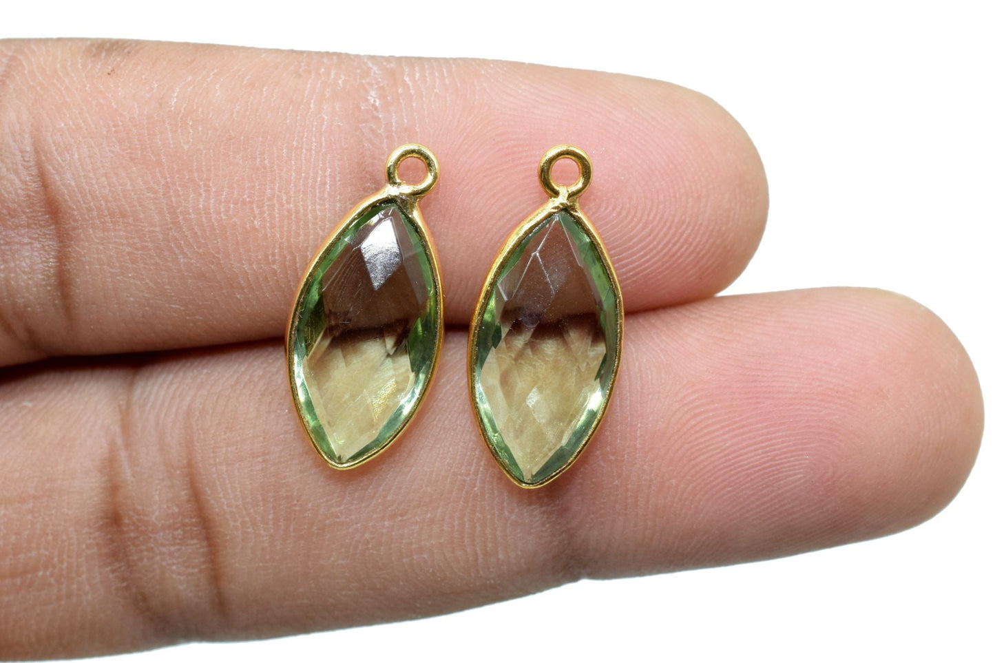Green Amethyst 8x16mm marquise shape Single bail Connectors,Green Amethyst Single Bail bezel link,Jewelry making supplies,Single Bail Charms