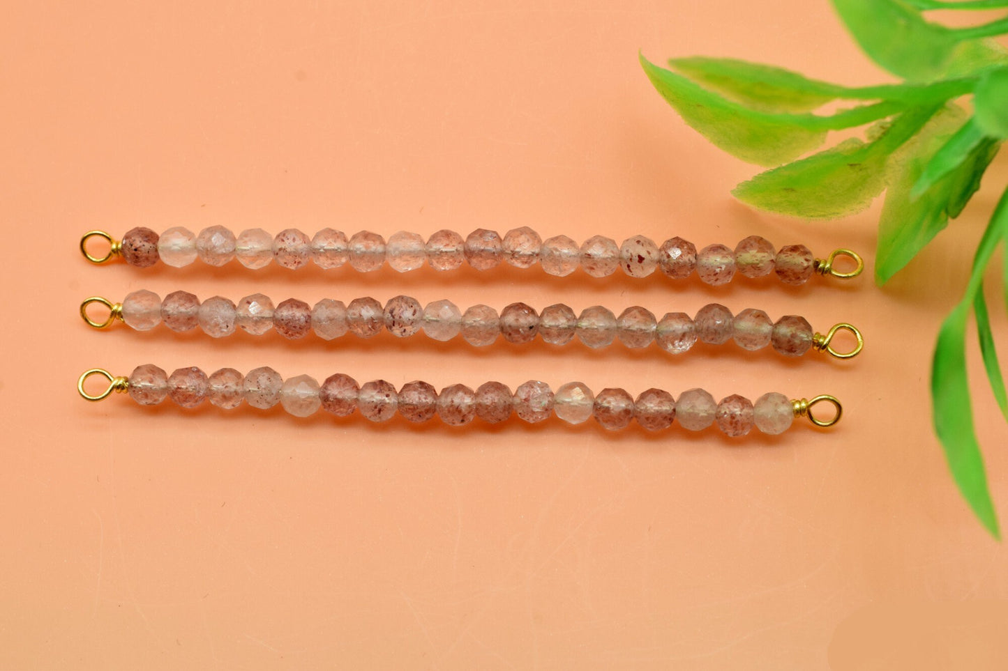 Strawberry Bar Pendant,Strawberry Quartz Necklace,Beaded Bar Pendant,Dainty Bridesmaid Necklace,Gemstone Bar Pendant,Necklace Connector,Gift