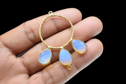 Opalite Jewelry Pendant/Gold Plated Jewellery/Connector Jewellery/Gemstone Jewellery/Brass Connector Jewellery/Double Bail Pendant/Gift