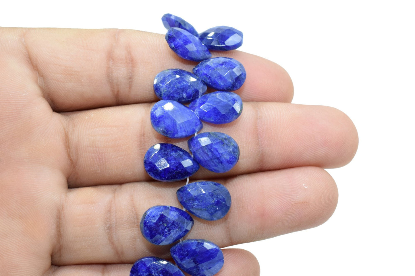 Blue Sapphire 9x13 Briolettes,Natural Sapphire Beads,Faceted Sapphire Beads,Sapphire Faceted Pear Briolettes,Jewelry making beads,Supplies