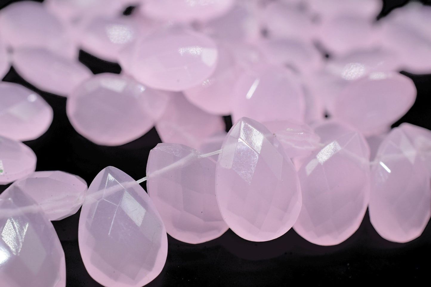 Pink Chalcedony Quartz 9x13mm Faceted Pear Briolettes - Faceted Briolettes - Calibrated Gemstone - Chalcedony Pear Briolette,wholesale beads