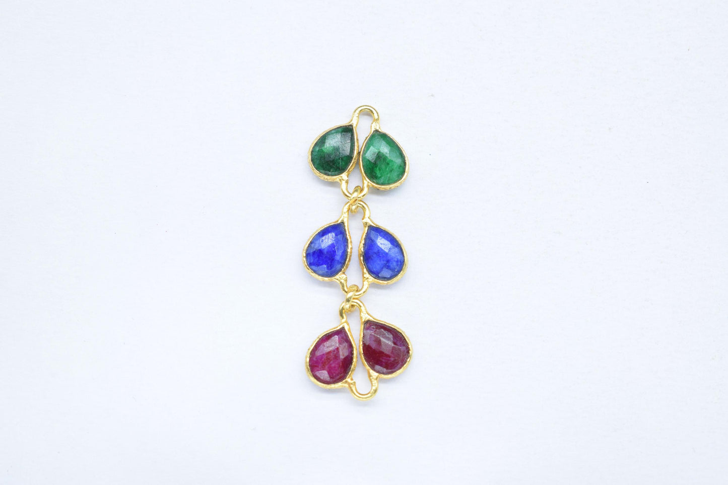 Multi Gemstone Pendant Charms/Gold Plated Pendant/Emerald Charms Pendant/Wedding Jewelry/Blue Sapphire Jewelry/Dangle Pendant/Handmade Item